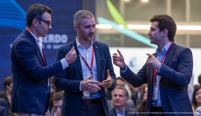 Teilnehmer des Mallorca Energy Summit bei einer Podiumsdiskussion im Estadi de Son Moix