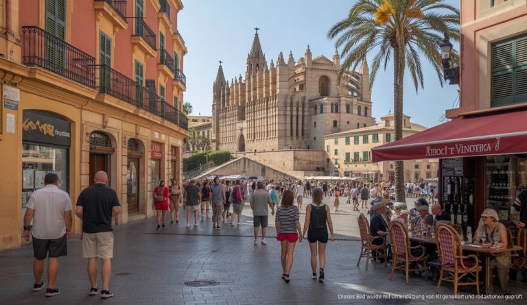 Ein lebendiger Straßenszene in Palma de Mallorca