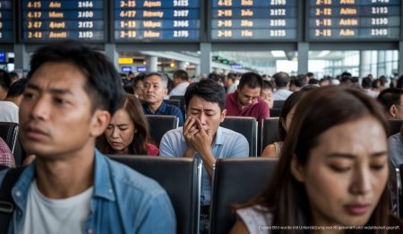 Reisende im Flughafen Bangkok im Kontext des Nahostkonflikts