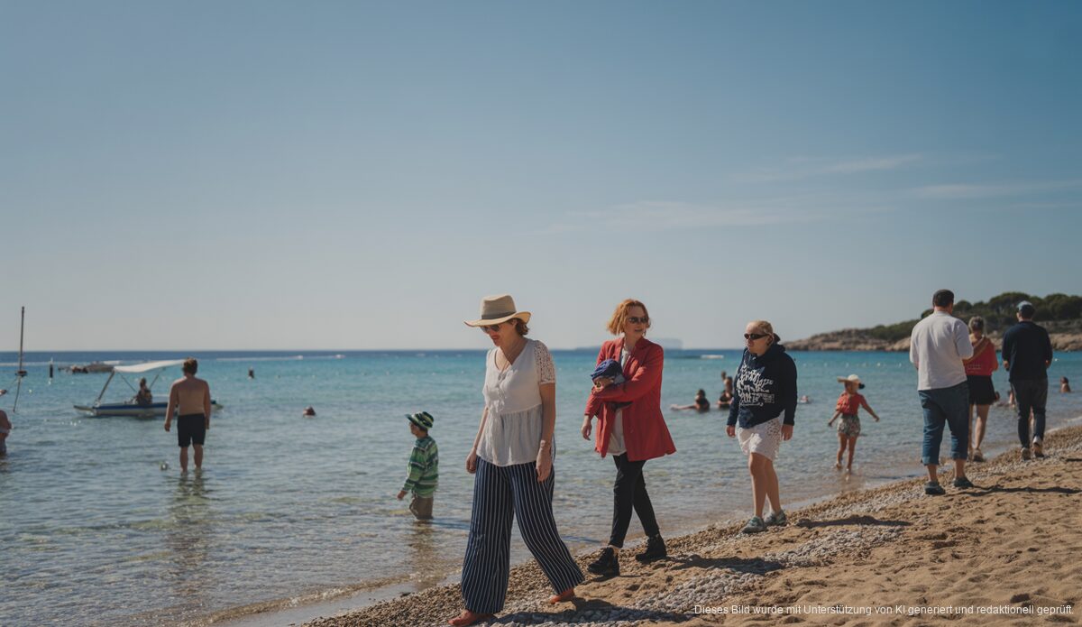 Mildes Frühlingswetter am Strand von Cala Millor auf Mallorca