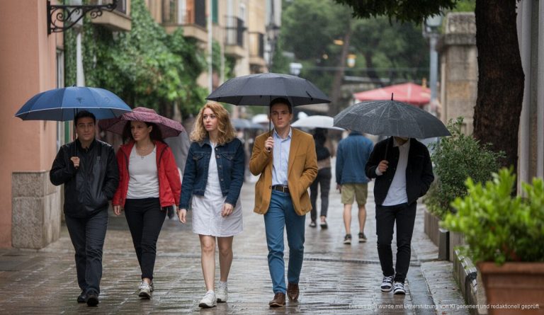 Mildes und leicht regnerisches Wetter in Sóller, Spanien