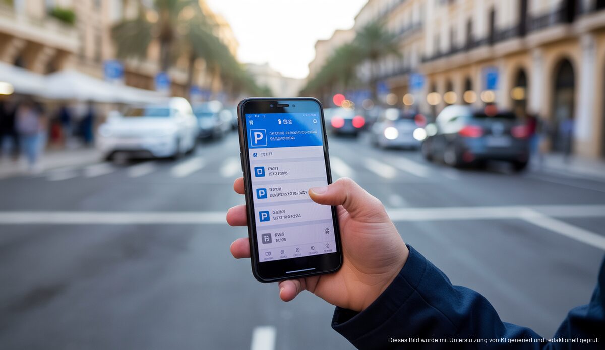 Ein Benutzer interagiert mit der mobiApparc-App in Palma de Mallorca