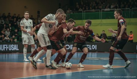 Palma Futsal Team in Aktion gegen Riga Futsal