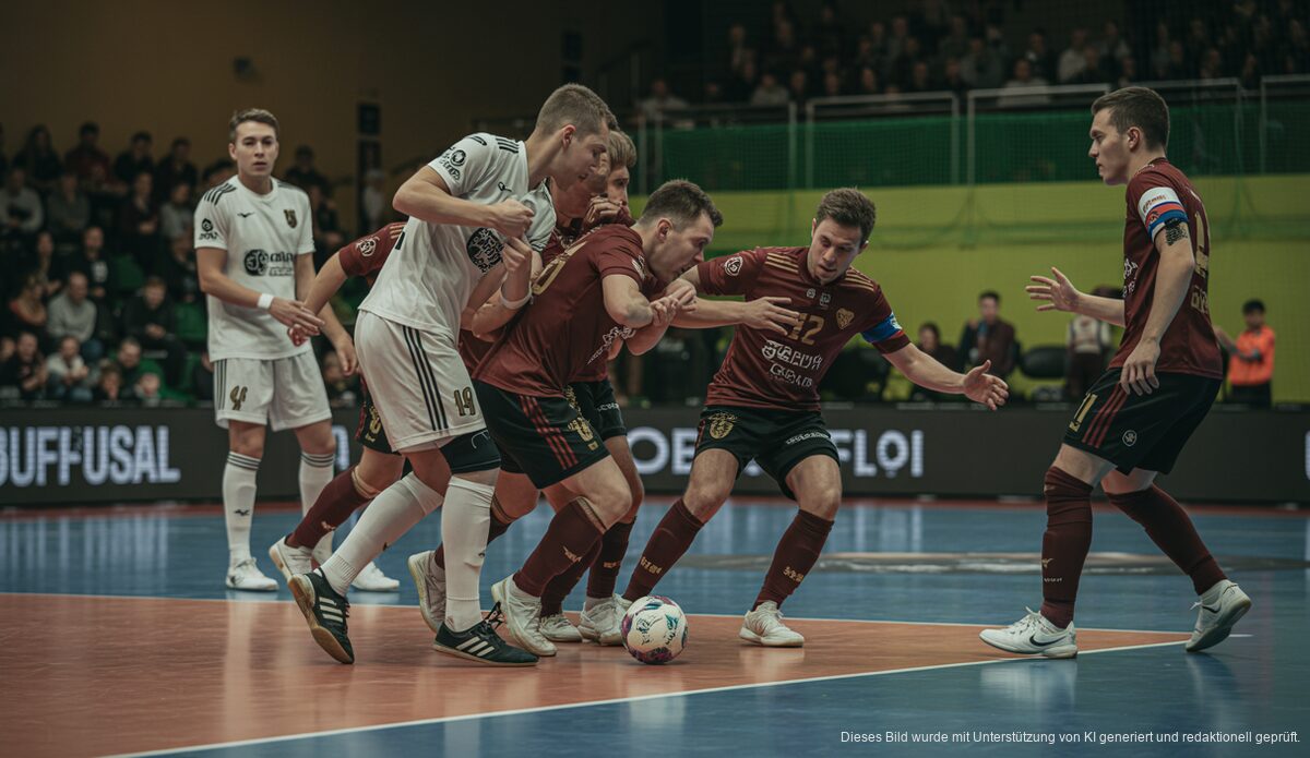 Palma Futsal Team in Aktion gegen Riga Futsal