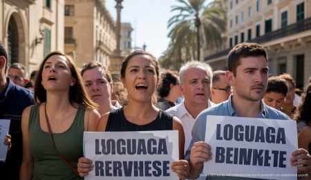 Kontroverse um Katalanischpflicht in Palma und Ibiza entfacht Diskussion Protest in Palma de Mallorca gegen Katalanischpflicht für öffentliche Dienstleistungen