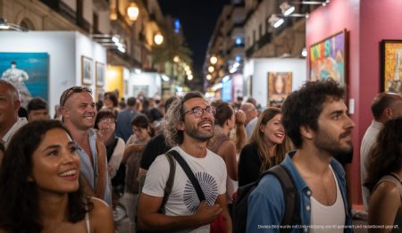 Kulturelles Event in Palma de Mallorca mit Kunst und Besuchern