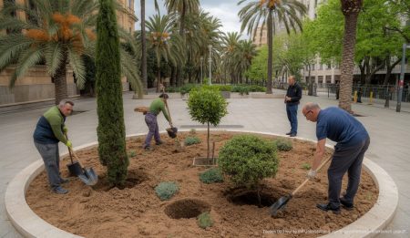 Neue Baumpflanzung auf der Plaza de Llorenç Villalonga in Palma