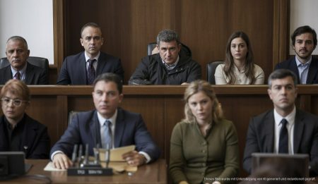 Skandal in Magaluf: Strafprozess gegen acht junge Männer Gerichtssaal in Palma de Mallorca während des Prozesses gegen die Magaluf-Vergewaltigung