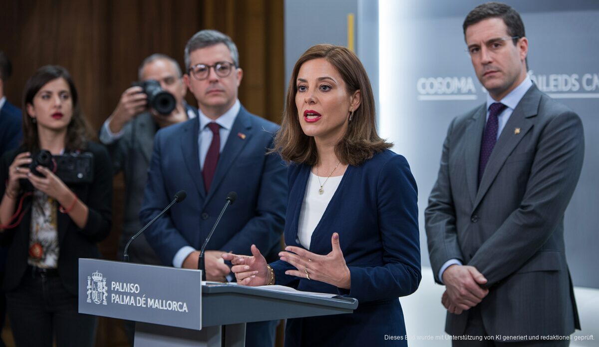 Rosario Sánchez bei einer Pressekonferenz in Palma de Mallorca