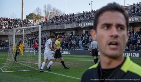 Schiedsrichter Ricardo de Burgos Bengoetxea im Fußballspiel zwischen Mallorca und Espanyol