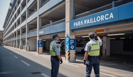 Modernes Überwachungssystem im Parkhaus Calle Manacor in Palma de Mallorca