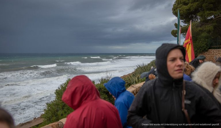 Sturm an der Küste Mallorcas mit hohen Wellen und starkem Wind