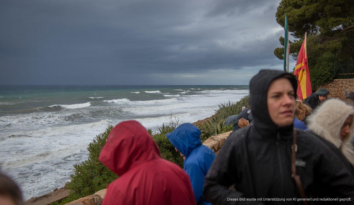 Mallorca und Menorca unter Sturmwarnung: Hohe Wellen und starker Wind Sturm an der Küste Mallorcas mit hohen Wellen und starkem Wind