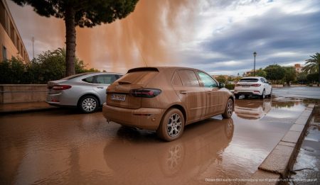 Dramatische Wetterphänomene mit Saharastaub und Regen auf Mallorca
