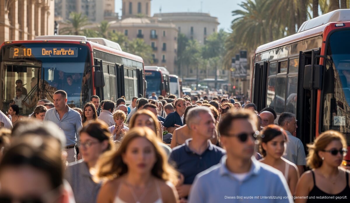 Belebte Straßen in Palma de Mallorca während der Hauptsaison.
