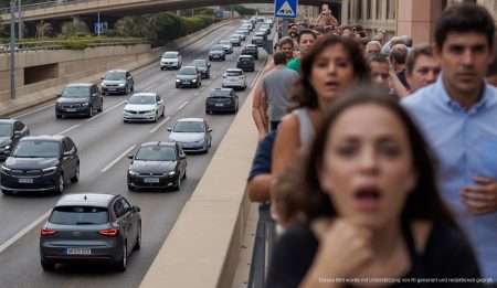 Verkehrschaos auf der Vía de Cintura in Palma de Mallorca Verkehrschaos auf der Vía de Cintura in Palma mit genervten Autofahrern.