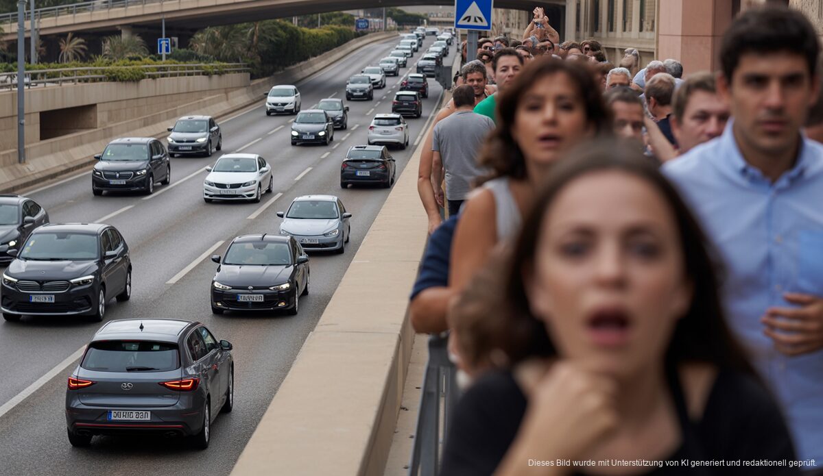 Verkehrschaos auf der Vía de Cintura in Palma de Mallorca Verkehrschaos auf der Vía de Cintura in Palma mit genervten Autofahrern.