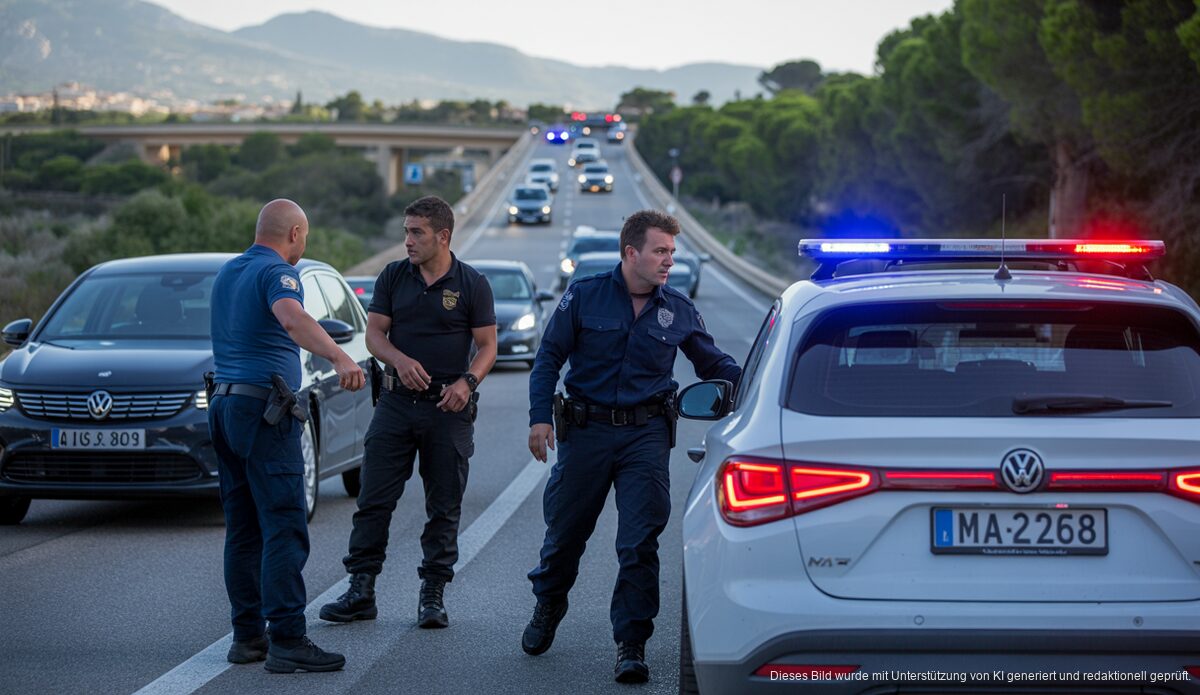 Polizei auf der Ma-13 in Alcúdia nach Verkehrsunfall