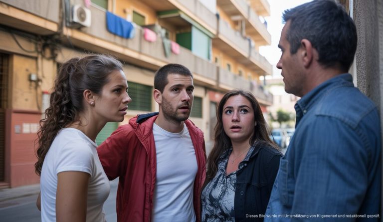 Diskussionen vor Gebäuden in Palma de Mallorca über drohende Zwangsräumungen