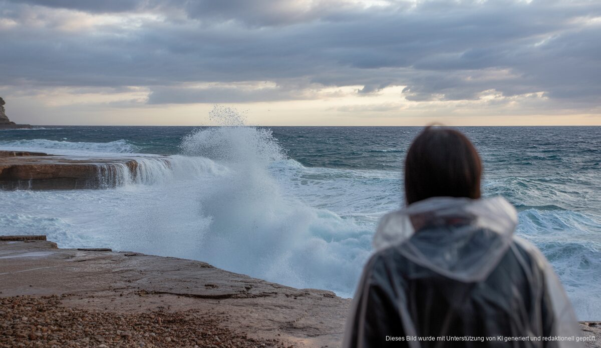 Große Wellen an der Küste Mallorcas während eines Sturms