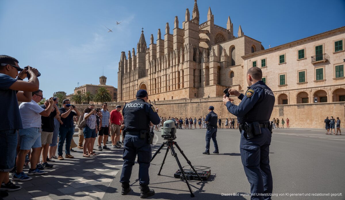 Polizei in Palma de Mallorca reagiert auf Drohnenvorfall an der Kathedrale.