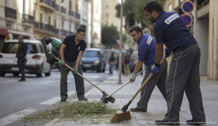 Emaya steigert Unkrautbeseitigung in Palma um 80 Prozent Städtische Arbeiter bei der Unkrautbeseitigung in Palma de Mallorca
