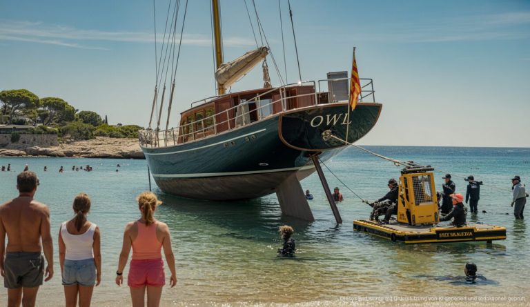 Historische Yacht in Palmanova erfolgreich geborgen Historische Yacht Rettung in Palmanova