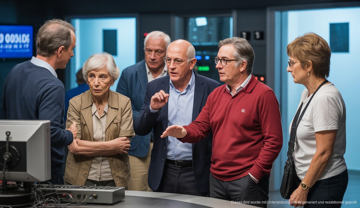 Seniorengruppe bei einer Führung durch die IB3-Studios auf Mallorca