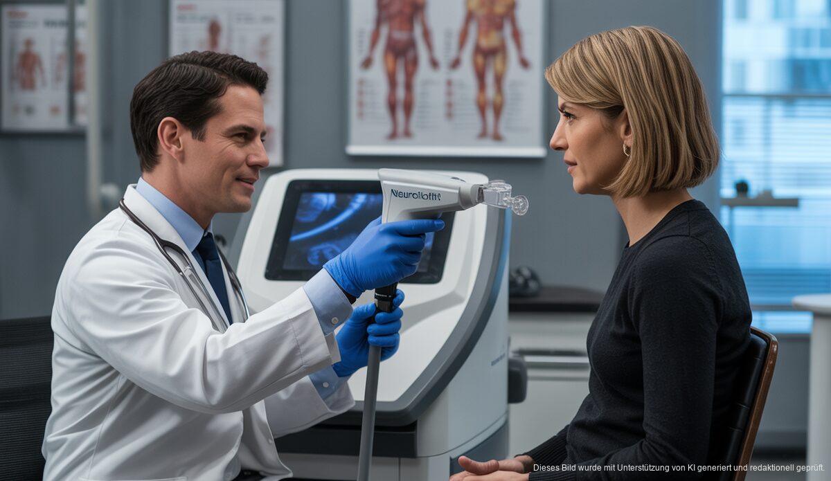 Neue Alzheimer-Therapiemethode mit dem Neurolith auf Mallorca eingeführt Neurolith-Gerät für Alzheimer-Behandlung in einer Klinik auf Mallorca.