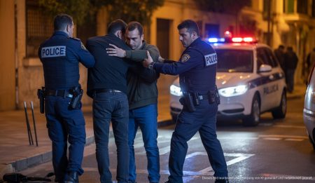 Polizei in Palma verhaftet fünf Personen nach gescheiterten Hausbesetzungen Polizisten verhaften drei Männer in Palma bei Nacht