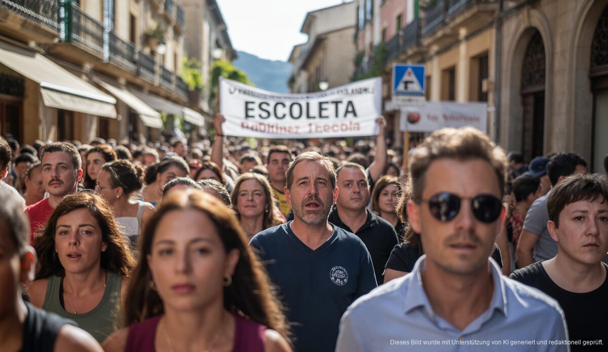Protestierende in Valldemossa wegen Escoleta-Verwaltungsverzögerung