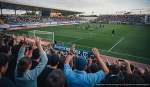 Stadion von Atlético Baleares während eines entscheidenden Playoff-Spiels.