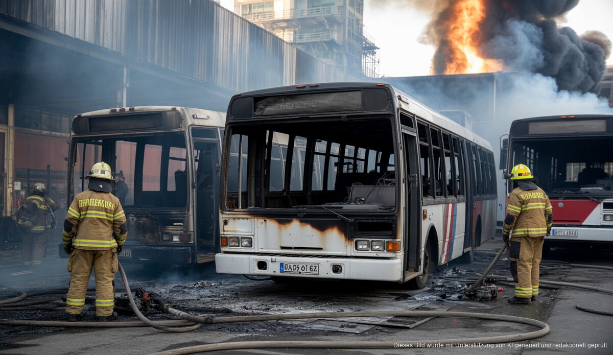 Brand zerstört Busse im Industriegebiet Son Oms in Palma