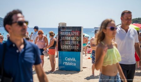Echtzeit-Aktualisierung der Strand-Auslastung in Calvià zeigt entspannte Strandbesucher.