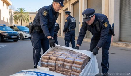 Polizeieinsatz wegen Drogenfund in Palma mit Paketen mit Haschisch und Kokain.