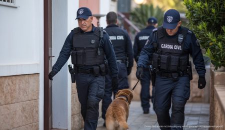 Guardia Civil officers during a drug bust operation in Santanyí, Mallorca