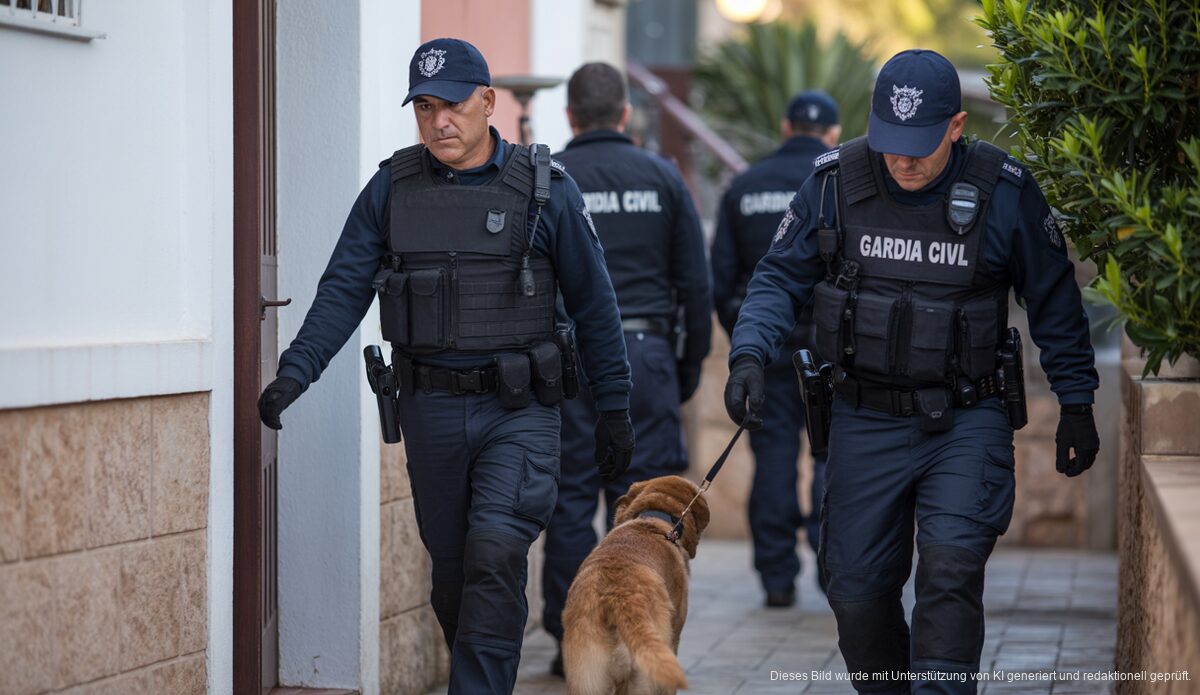 Drogennetz in Santanyí von Guardia Civil zerschlagen Guardia Civil officers during a drug bust operation in Santanyí, Mallorca