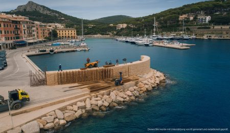 Baumaßnahmen im Port d’Andratx: Sanierung und Zukunftspläne Bauarbeiten am Hafen von Port d'Andratx zur Erhaltung von Escars