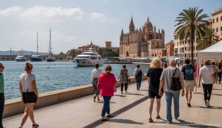 Zukunft Mallorcas: Integration und Herausforderungen Einblicke in das Leben und Integration auf Mallorca mit Touristen und Einheimischen am Hafen.