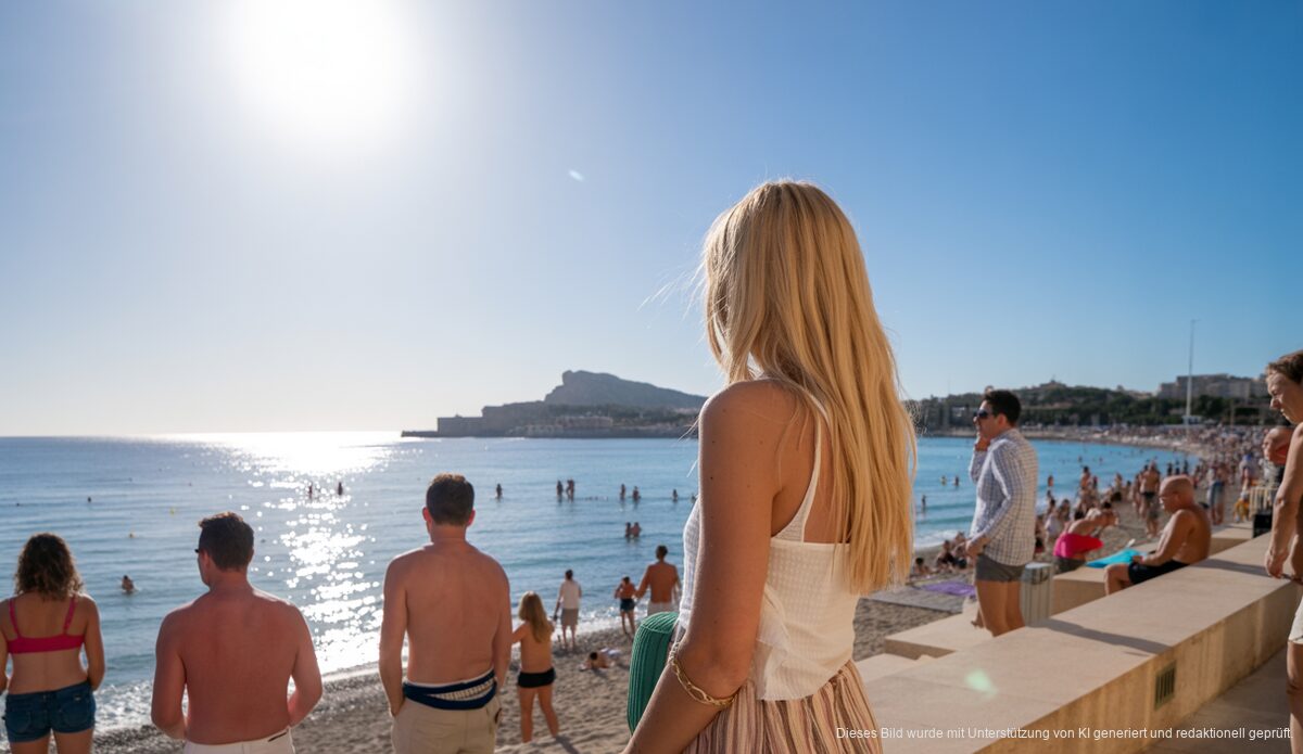Sonniges Wetter auf Mallorca mit Touristen am Strand
