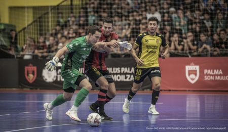 Spieler des Palma Futsal im Son Moix während eines spannenden Matches