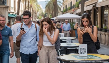 Touristen scannen QR-Codes auf Mallorca