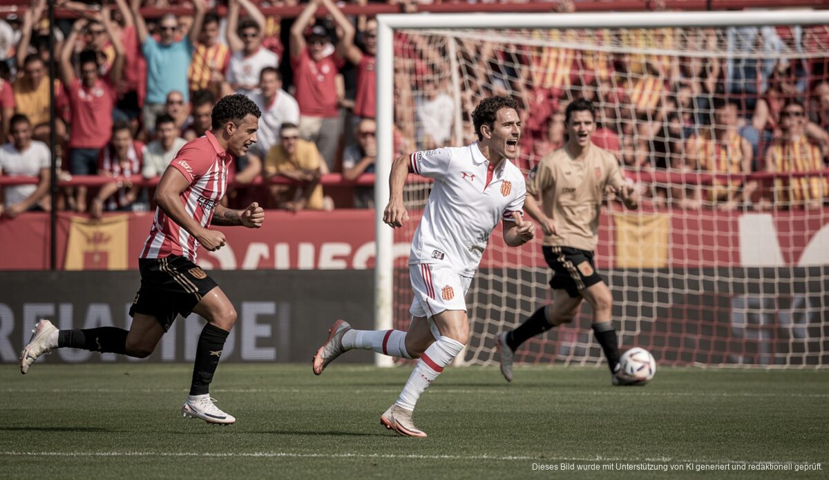 RCD Mallorca Spieler feiern Tor gegen Girona FC.