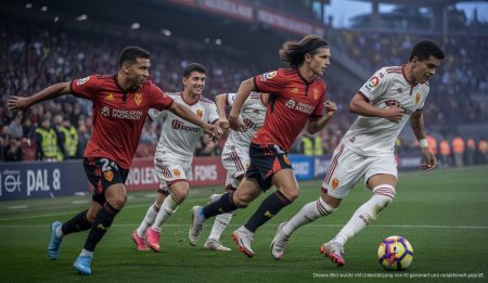 Spielszene von Real Mallorca beim Kampf um den Klassenerhalt in einem Fußballspiel