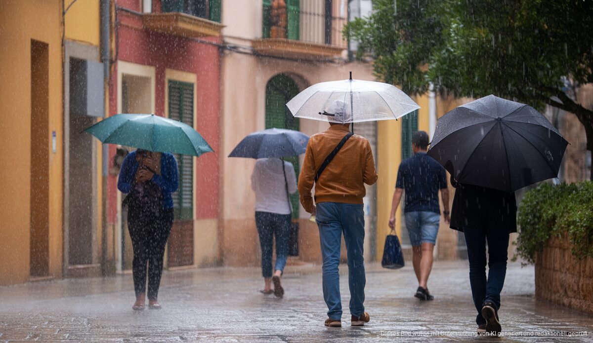 Regen in Santanyí, Mallorca mit milden Temperaturen im Mai 2026