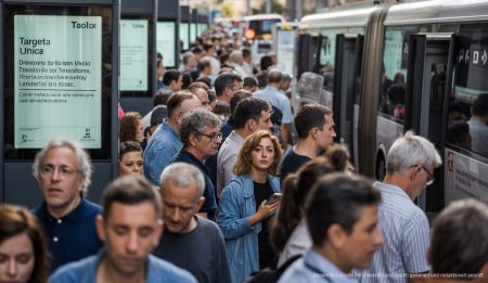 Targeta Única ersetzt die Targeta Ciutadana auf Mallorca Pendler mit Targeta Única an einer Bushaltestelle in Palma de Mallorca