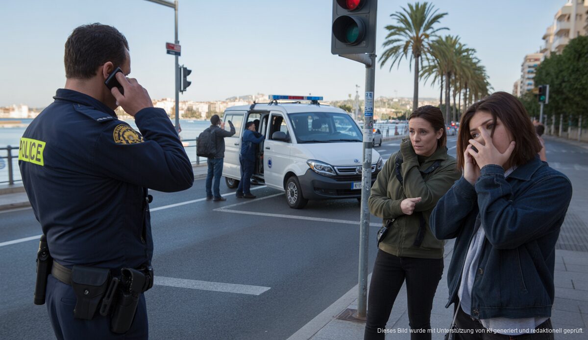 Polizei untersucht Transporter auf dem Paseo Marítimo in Palma nach Verhaftung.