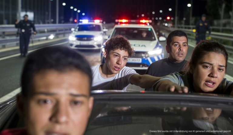 Verkehrsrisiken auf der Autobahn MA-13 in Mallorca bei Nacht.