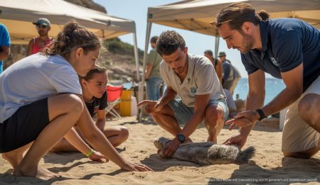 Palma de Mallorca feiert Tag der Umwelt mit vielfältigem Programm Teilnehmer an Aktivitäten zum Weltumwelttag am Strand von Can Pere Antoni