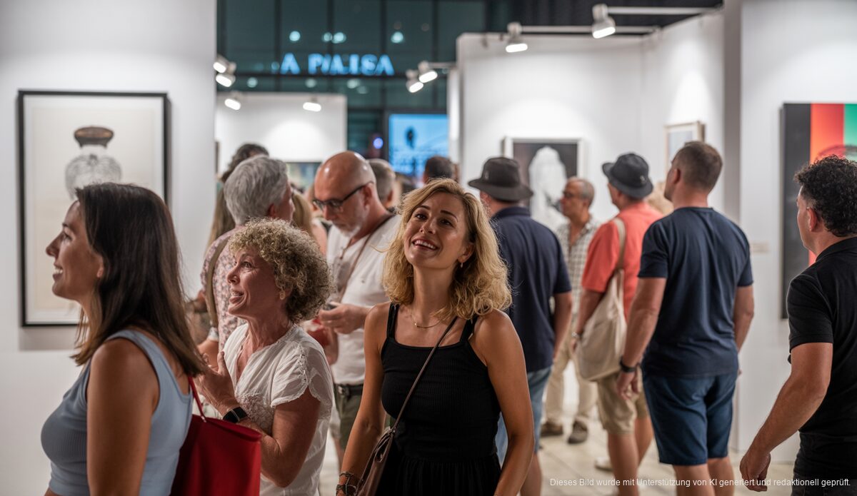 Besucher im Kunstgalerie während des Art Palma Summer Events auf Mallorca